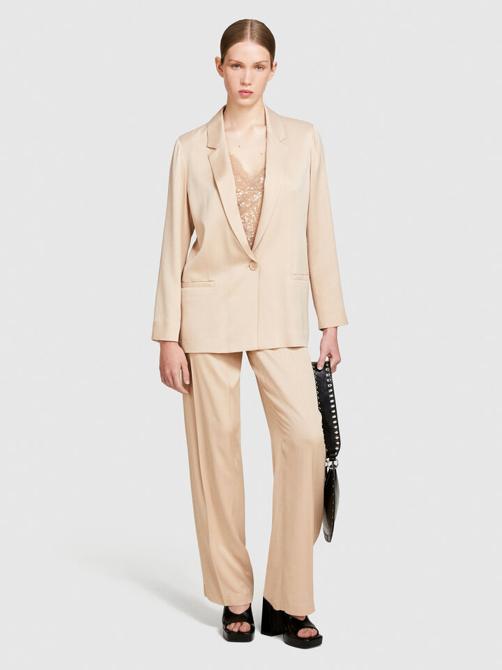 Single-breasted satin blazer - women's blazers - Nude | Sisley image number 1